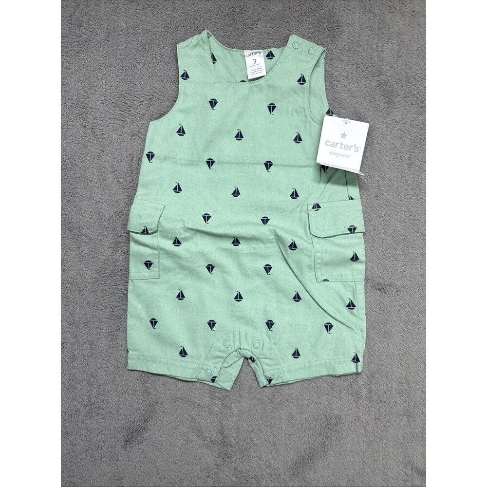 Carter’s Little Boys One Piece Jumper Shorts Size 3M Green (TW-3715)